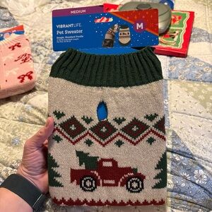 Vibrant Life Pet Sweater Size Medium New NWT Dog Cat Clothes Christmas Tree